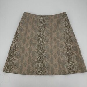 Cache Snake Print A Line Skirt Size 2 Neutral Brown‎ Tan Zipper Back